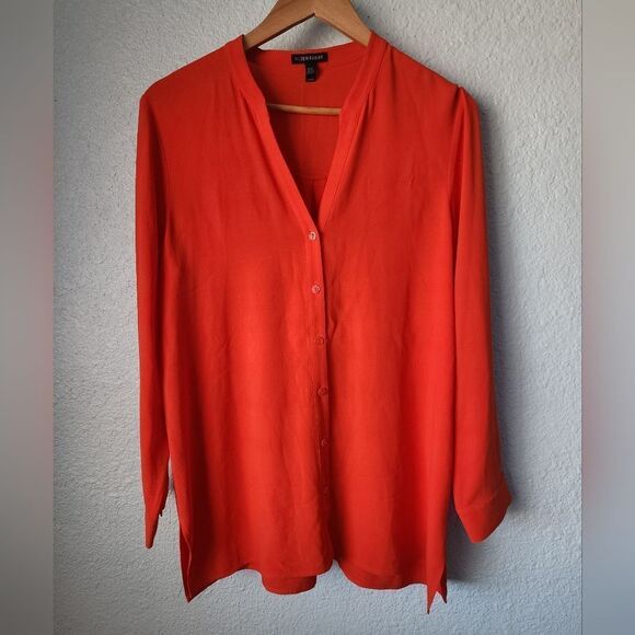 Eileen Fisher silk tunic blouse minimalist contemporary spring to fall piece - Picture 1 of 10